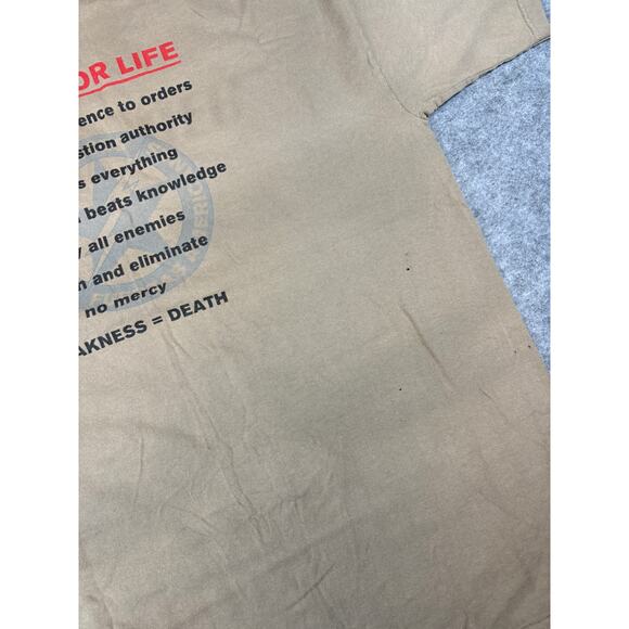 VINTAGE 90s Soldier Movie Shirt Mens XL Brown Graphic Murina USA Short Sleeve - Picture 8 of 10